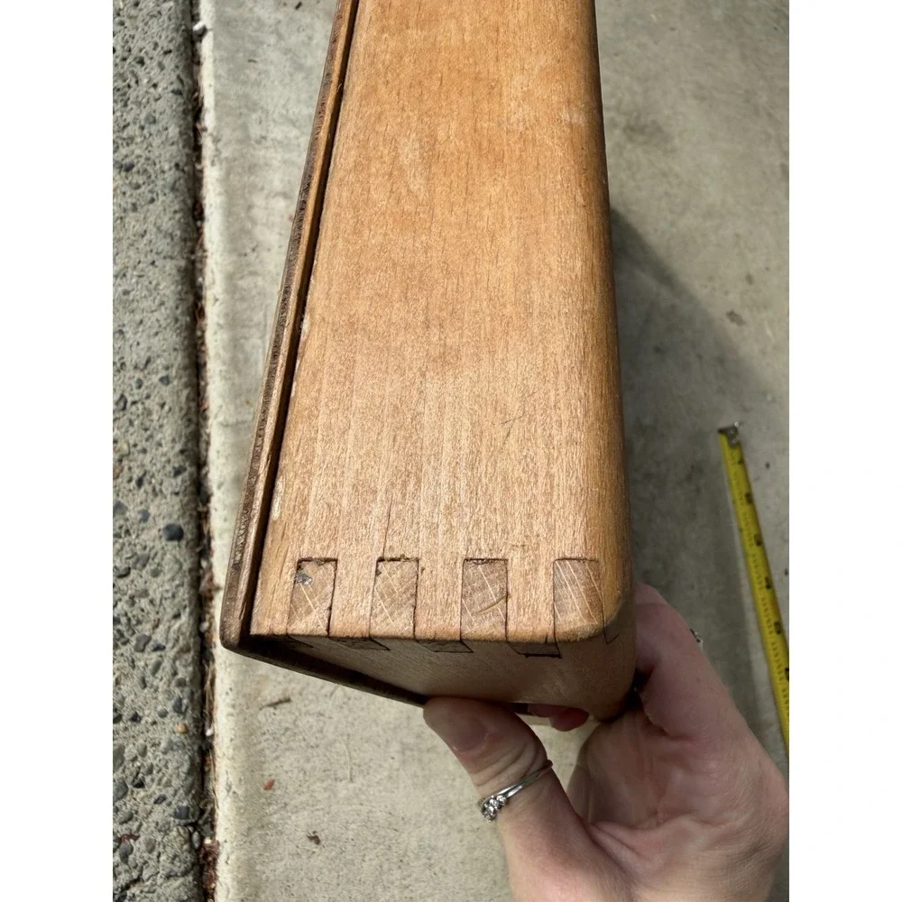 Vintage Wooden Trinket Riser Organizer Utensil Divider Tray Primitive Dovetail